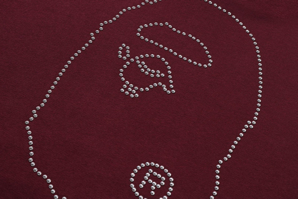 STUDDED APE HEAD RELAXED FIT PULLOVER HOODIE | bape.com