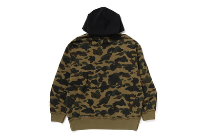 1ST CAMO BLOCKING RAW EDGE RELAXED FIT PULLOVER HOODIE