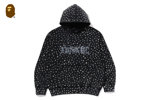 STUDDED LOGO RELAXED FIT PULLOVER HOODIE