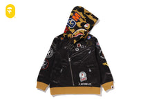 LEATHER JACKET PRINT SHARK PULLOVER HOODIE