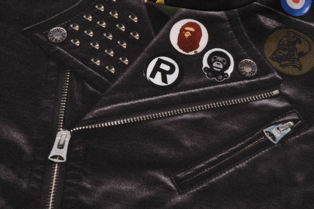 LEATHER JACKET PRINT SHARK PULLOVER HOODIE | bape.com