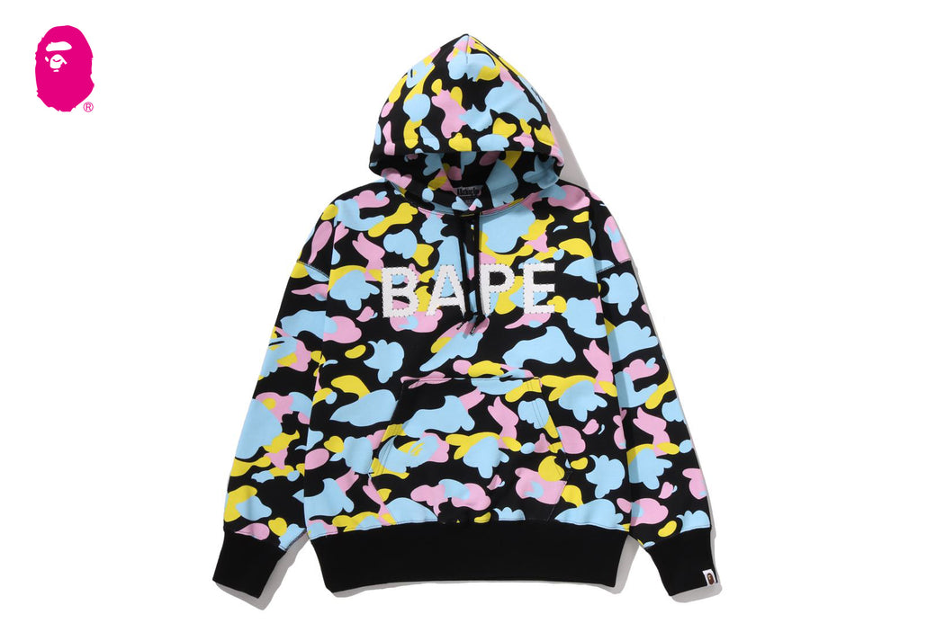 NEW MULTI CAMO LOGO OVERSIZED PULLOVER HOODIE | bape.com
