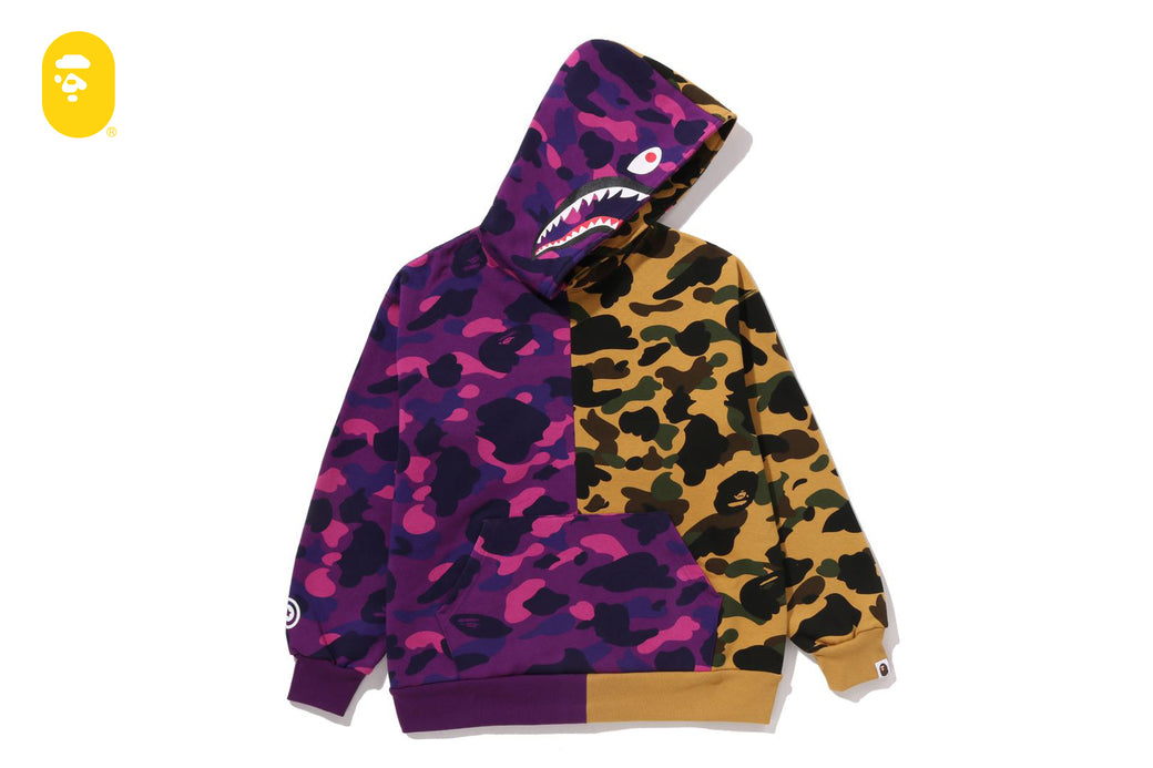 SPLIT CAMO SHARK RELAXED FIT PULLOVER HOODIE | bape.com