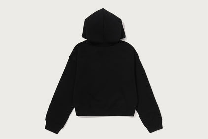 CAMO LACE PATCH BOXY CROPPED PULLOVER HOODIE
