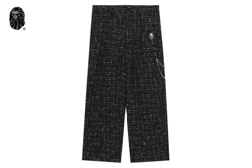 BAPE BLACK TWEED DRESS PANTS WITH ORNAMENTS