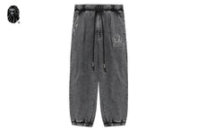 BAPE BLACK GARMENT DYED SWEAT PANTS