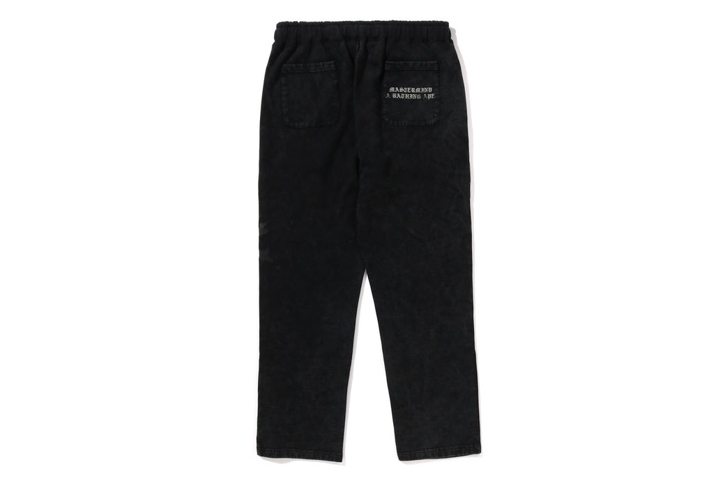 BAPE X MMJ 】LEATHER STA PATCH SKULL RELAXED FIT SWEATPANTS 16TH