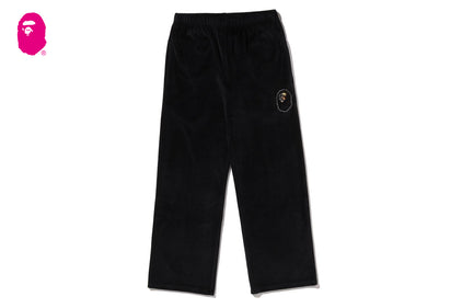 CRYSTAL STONE APE HEAD VELOUR WIDE PANTS