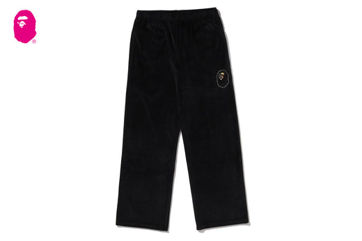 CRYSTAL STONE APE HEAD VELOUR WIDE PANTS