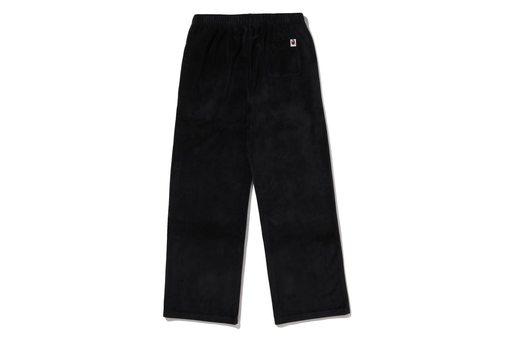CRYSTAL STONE APE HEAD VELOUR WIDE PANTS | bape.com