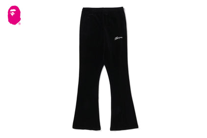 WASHED MULTI LOGO RHINESTONE VELOUR BOOTCUT FIT PANTS