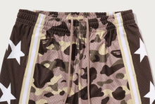 COLOR CAMO MESH HIGH SPLIT SNAP BUTTON RELAXED FIT PANTS