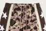 COLOR CAMO MESH HIGH SPLIT SNAP BUTTON RELAXED FIT PANTS