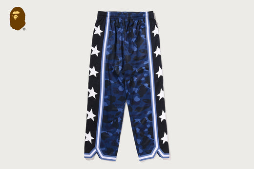 COLOR CAMO MESH HIGH SPLIT SNAP BUTTON RELAXED FIT PANTS