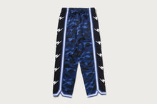 COLOR CAMO MESH HIGH SPLIT SNAP BUTTON RELAXED FIT PANTS