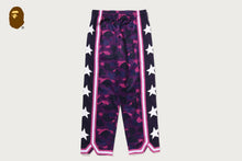 COLOR CAMO MESH HIGH SPLIT SNAP BUTTON RELAXED FIT PANTS