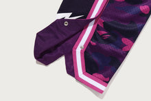 COLOR CAMO MESH HIGH SPLIT SNAP BUTTON RELAXED FIT PANTS