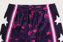 COLOR CAMO MESH HIGH SPLIT SNAP BUTTON RELAXED FIT PANTS