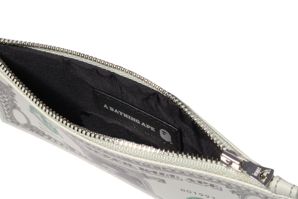 A BATHING APE BANKNOTE DESIGN POUCH グリーン BAPE Green Banknote Design Pouch A Bathing Ape