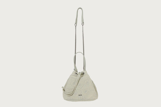 DENIM CAMO QUILTING BUCKET BAG