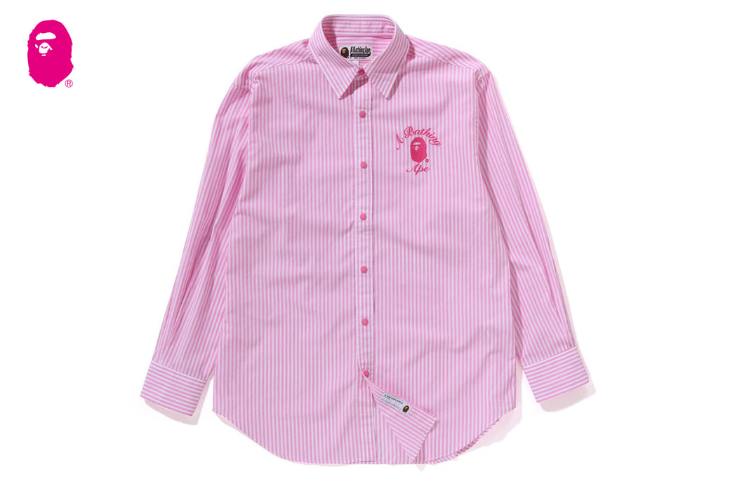 BAPE ストライプ ラガーシャツ ピンク COLLEGE STRIPE SHIRT | bape.com