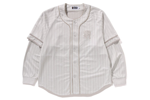 STRIPE LAYERED SLEEVES LS BASEBALL SHIRT