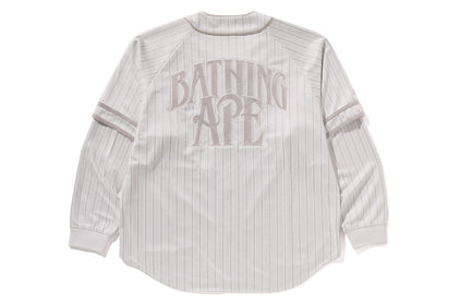 STRIPE LAYERED SLEEVES LS BASEBALL SHIRT