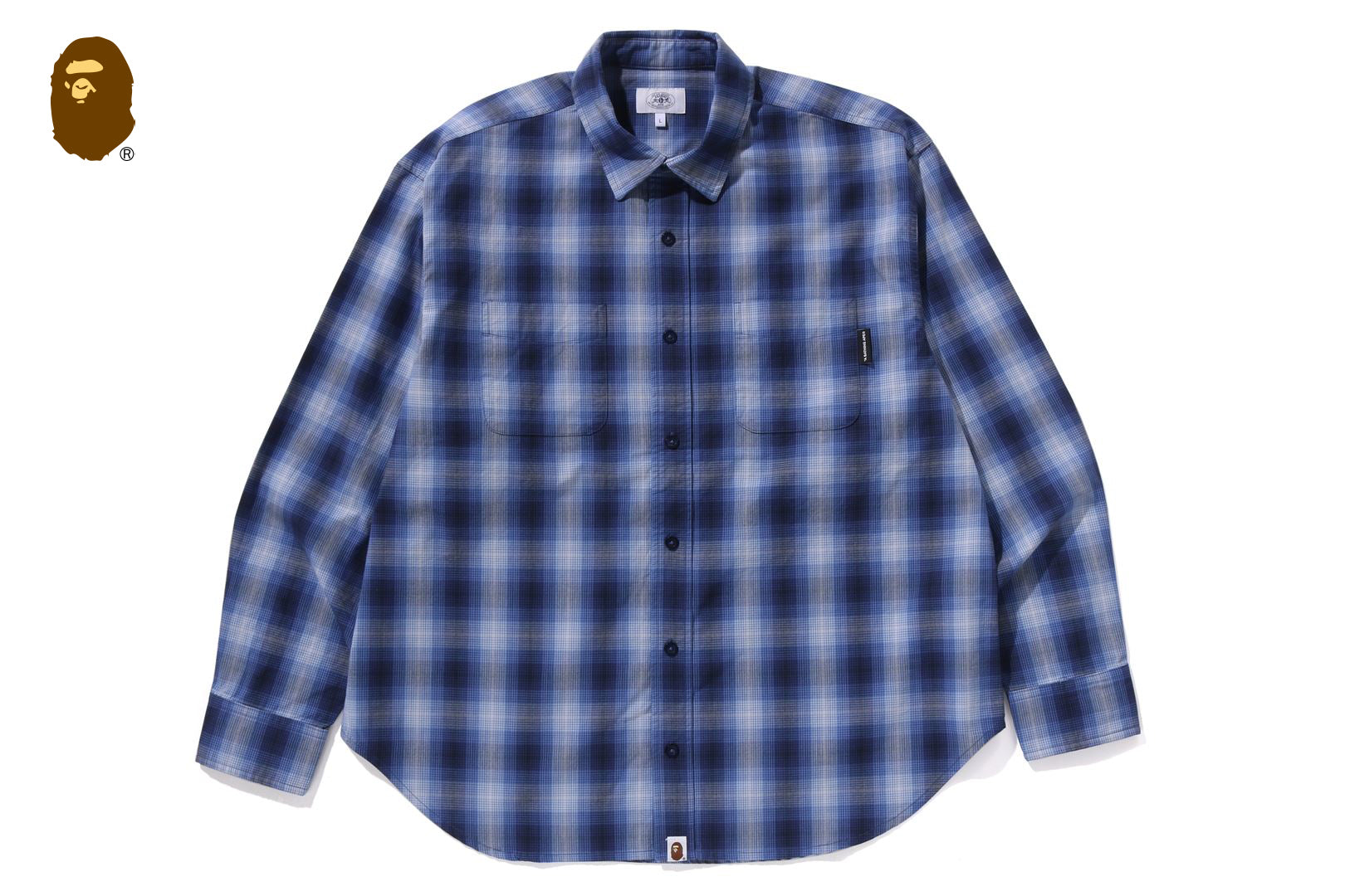 A Bathing Ape Check Shirt エイプ チェック シャツ 青 OMBRE CHECK COLLEGE RELAXED FIT SHIRT | bape.com
