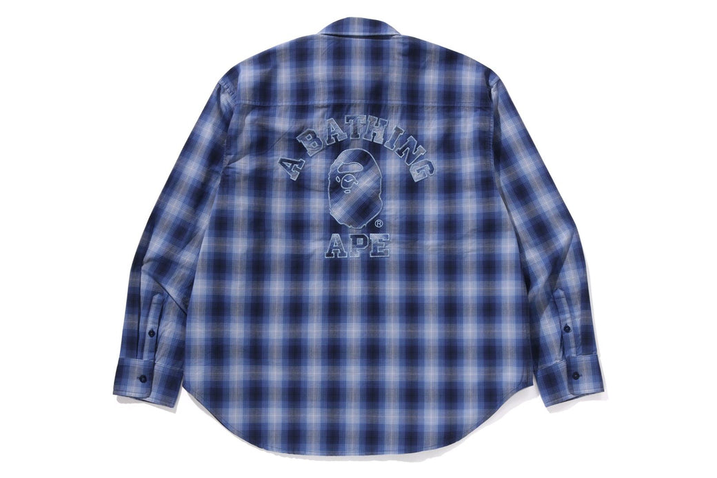 OMBRE CHECK COLLEGE RELAXED FIT SHIRT | bape.com