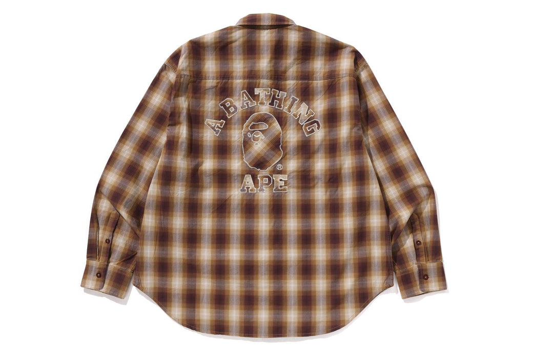 OMBRE CHECK COLLEGE RELAXED FIT SHIRT | bape.com