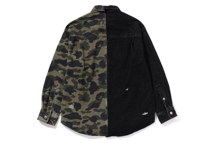 1ST CAMO BLOCKING DESTORYED HEAVY WASH LOGO LS SHIRT