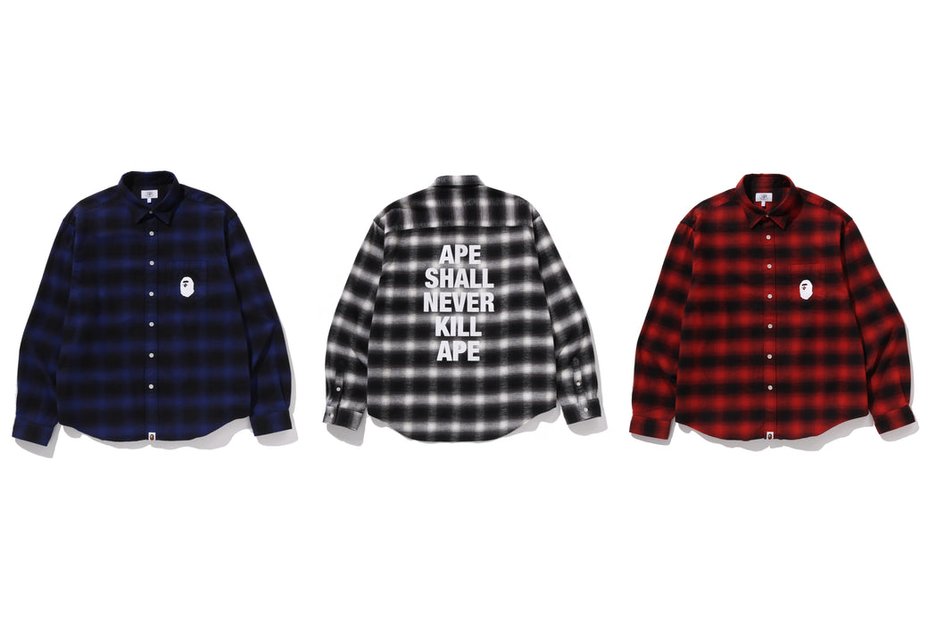 BLOCK CHECK RELAXED FIT SHIRT | bape.com