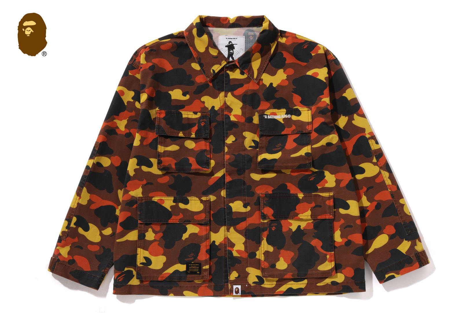 1ST CAMO HEAVY WASHED MULTI POCKET CARGO LS SHIRT | bape.com