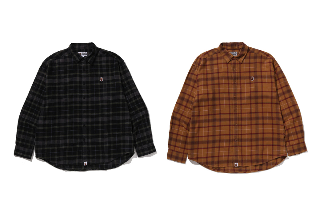ONE POINT FLANNEL CHECK LS SHIRT | bape.com