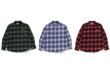 A BATHING APE LOGO OMBRE CHECK FLANNEL LS SHIRT