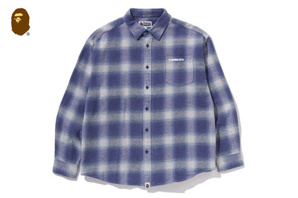 A BATHING APE LOGO OMBRE CHECK FLANNEL LS SHIRT