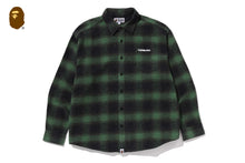 A BATHING APE LOGO OMBRE CHECK FLANNEL LS SHIRT