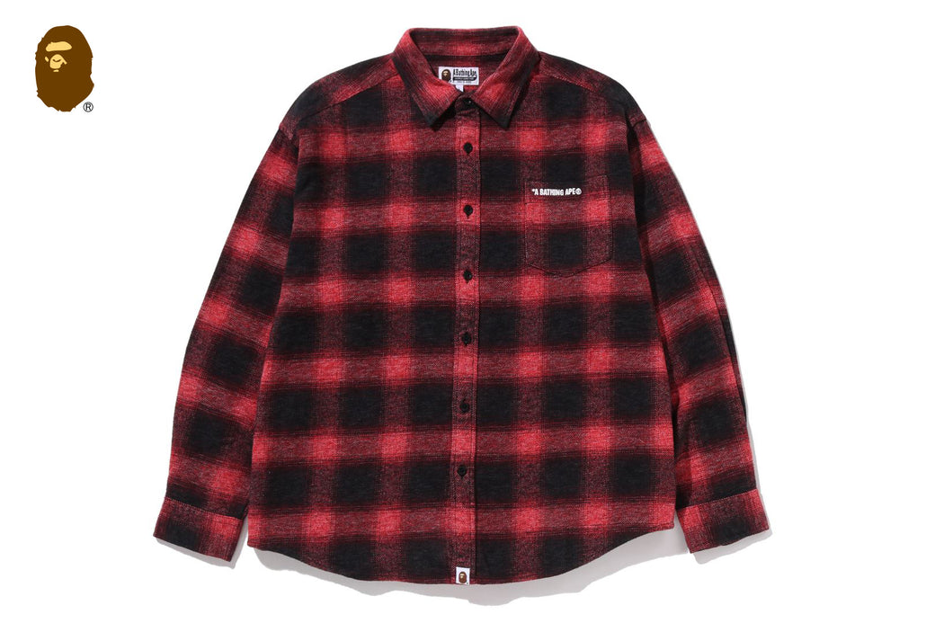 A BATHING APE LOGO OMBRE CHECK FLANNEL LS SHIRT | bape.com