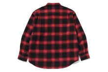 A BATHING APE LOGO OMBRE CHECK FLANNEL LS SHIRT