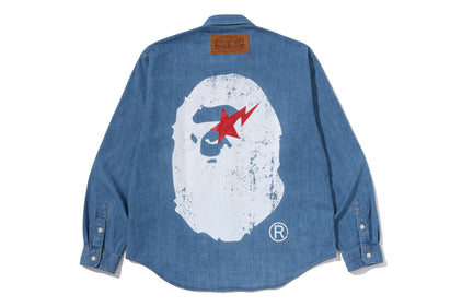APE HEAD RELAXED FIT DENIM SHIRTS
