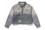 FAKE PRINT MULTI LOGO DENIM CROPPED SHIRT