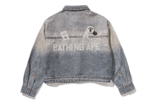 FAKE PRINT MULTI LOGO DENIM CROPPED SHIRT