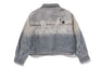 FAKE PRINT MULTI LOGO DENIM CROPPED SHIRT