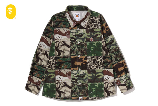 APE HEAD ONE POINT CAMO PATCHWORK SHIRT
