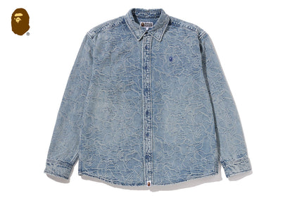 ONE POINT LINE CAMO JACQUARD DENIM LS SHIRT