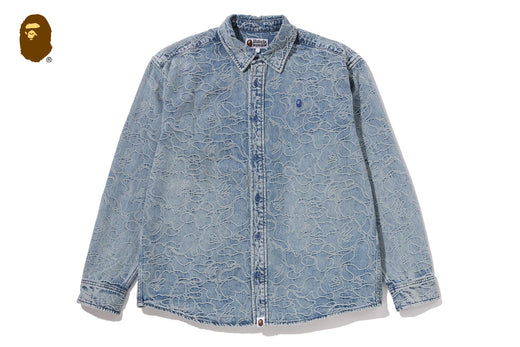 ONE POINT LINE CAMO JACQUARD DENIM LS SHIRT