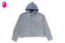 LINE CAMO DENIM HOODED CROPPED SHIRT