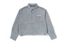 LINE CAMO DENIM HOODED CROPPED SHIRT