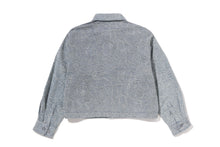 LINE CAMO DENIM HOODED CROPPED SHIRT
