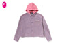 LINE CAMO DENIM HOODED CROPPED SHIRT